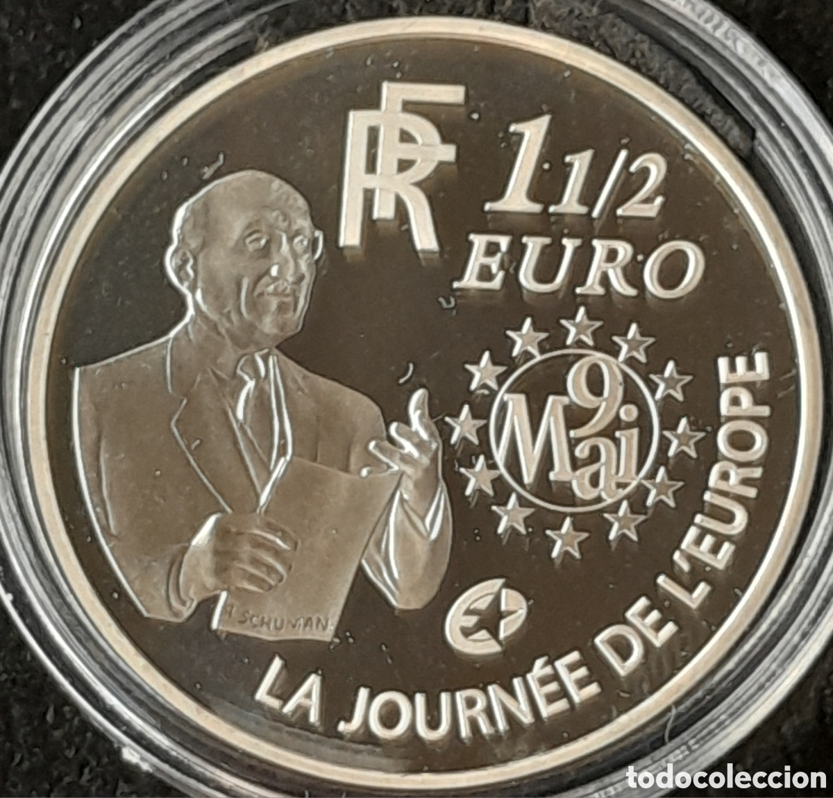 Monedas antiguas de Europa: Moneda Plata 1 1/2 Euro Francia 2002 (D&iacute;a de Europa) - PROOF