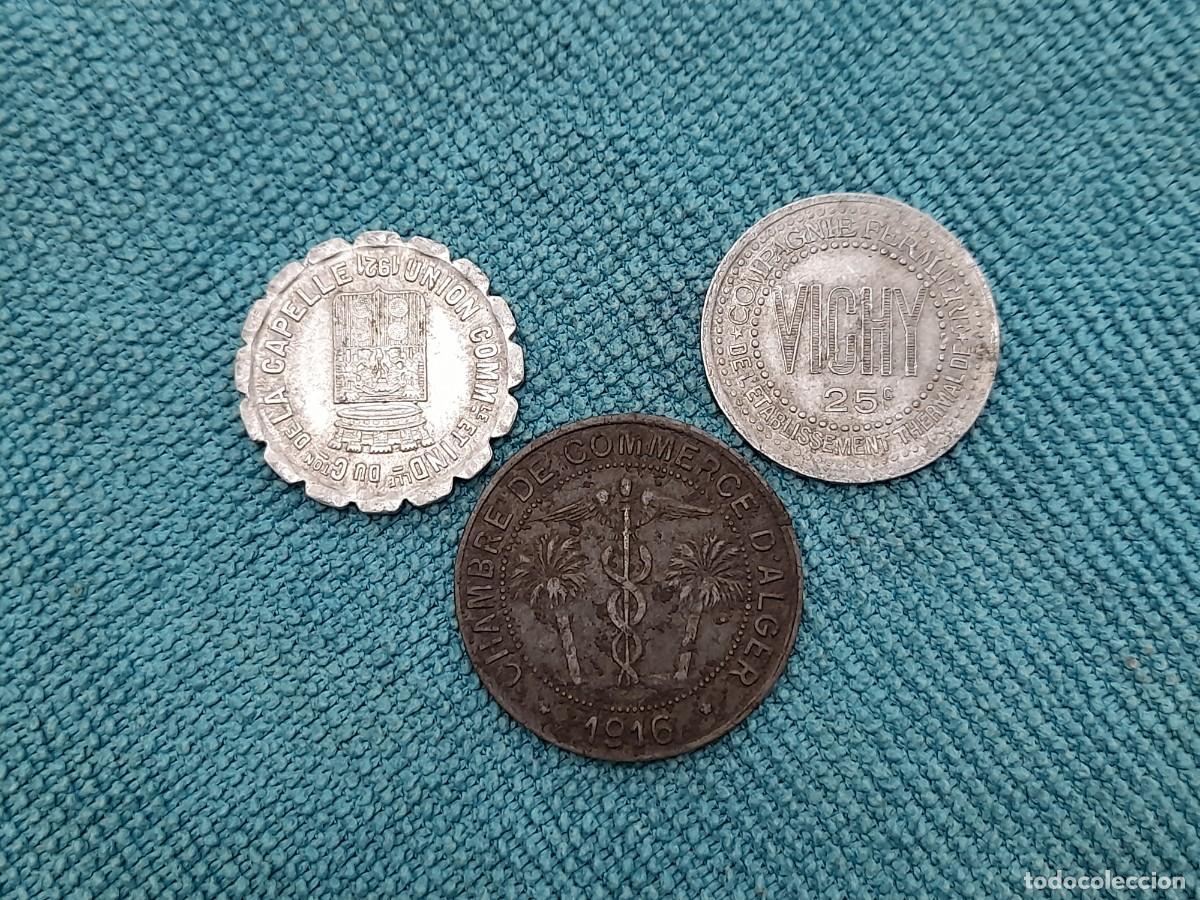 Monedas antiguas de Europa: Francia, lote de 3 Fichas Comerciales