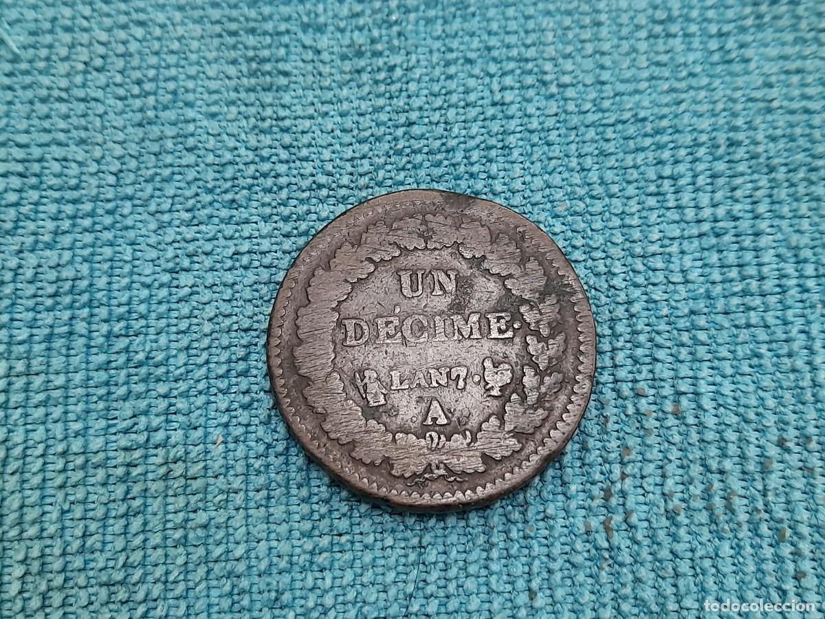 Monedas antiguas de Europa: Francia, Primera Republica, 1 Decime 1798