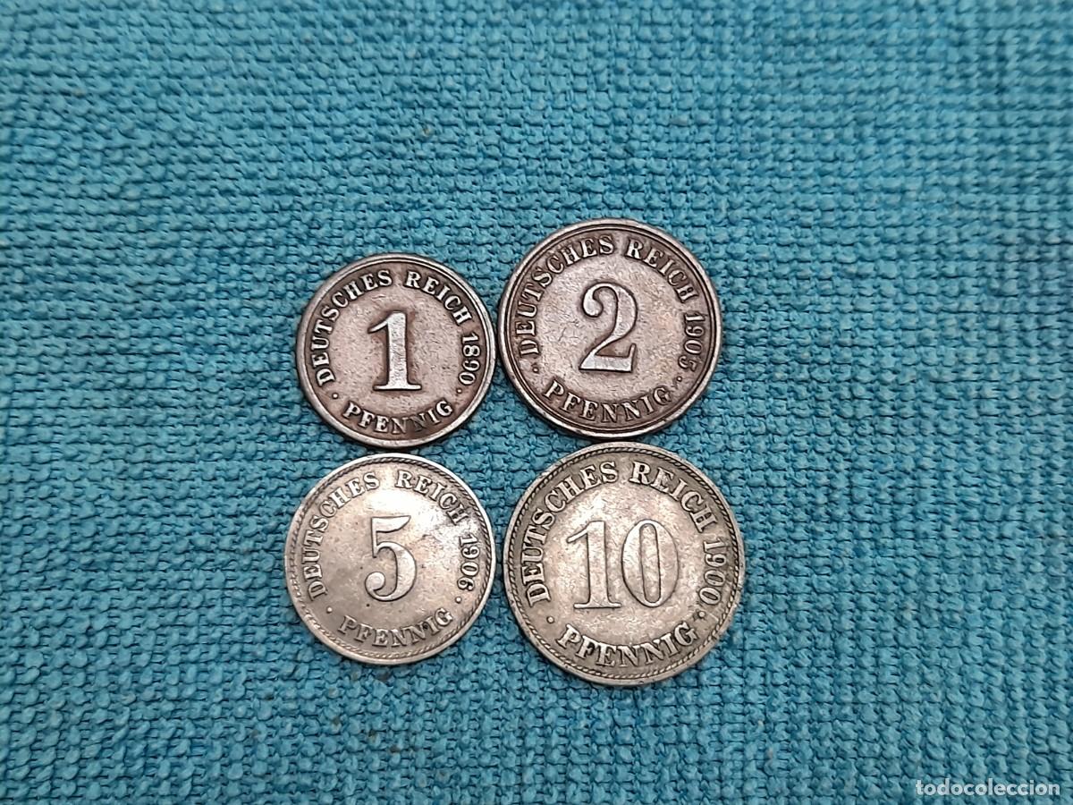 Monedas antiguas de Europa: Alemania, Wilhelm II, lote de 1, 2, 5 y 10 pfennig varios a&ntilde;os