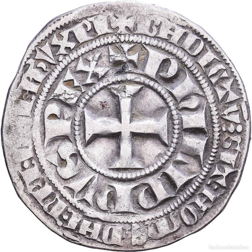 Old Coins of Europe: [#1203369] Francia, Philippe IV le Bel, Gros tournois &agrave; l'O long, 1290-1295, Plata, MBC
