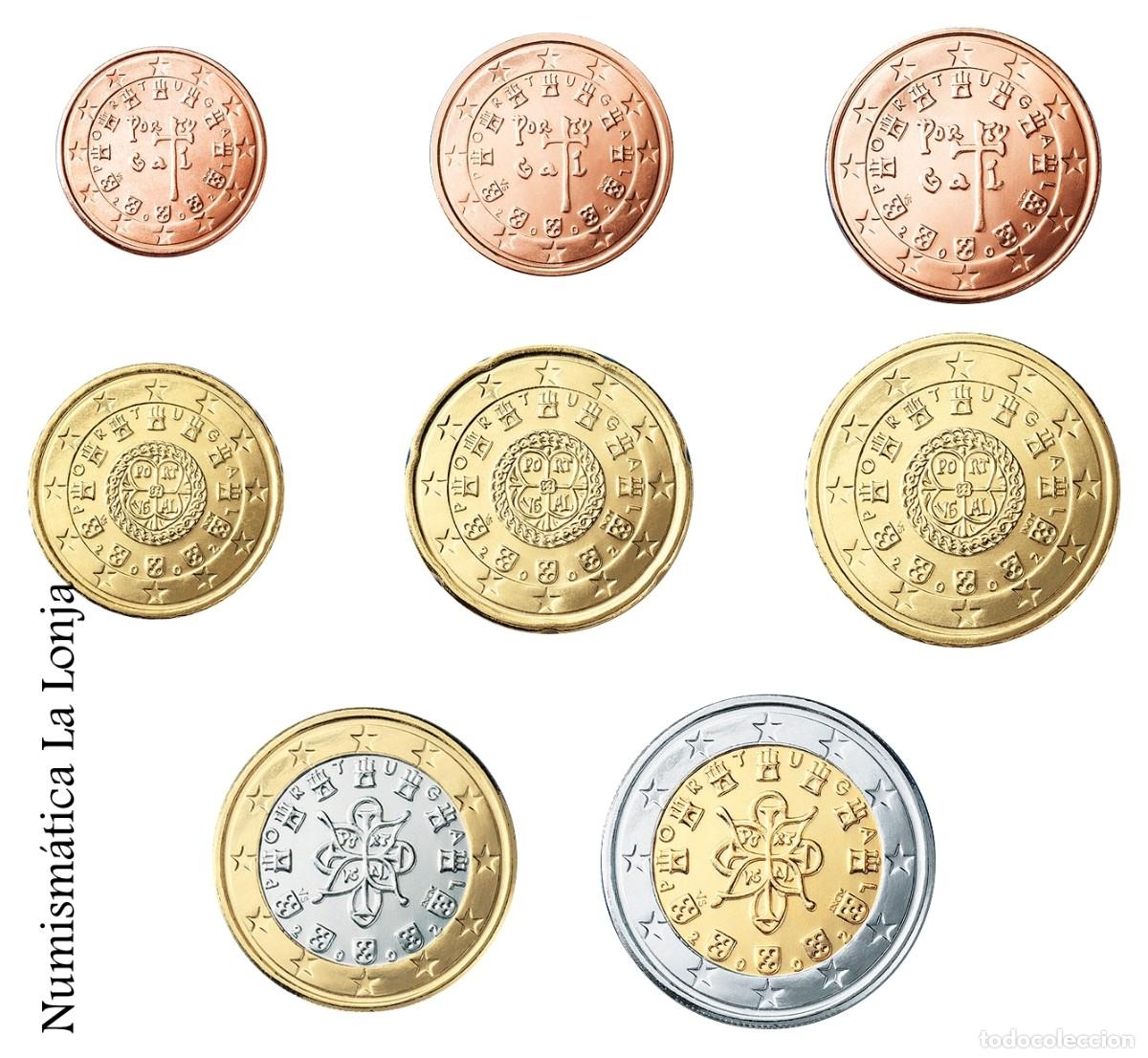 Monedas antiguas de Europa: Portugal A&ntilde;o 2004 Set 1 2 5 10 20 50 C&eacute;ntimos 1 2 Euros Sc Unc