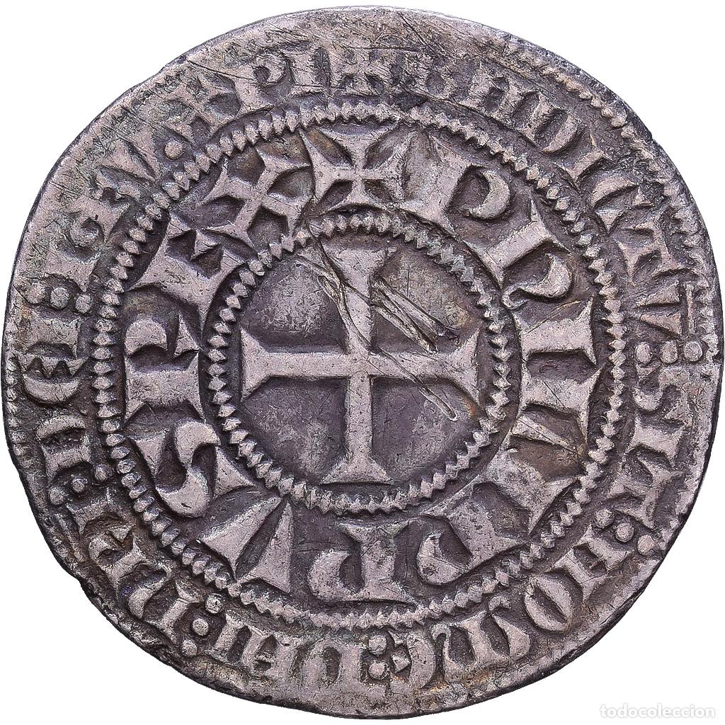 Monedas antiguas de Europa: [#1203371] Francia, Philippe IV le Bel, Gros Tournois &agrave; l'O rond, 1303-1306, Plata, MBC