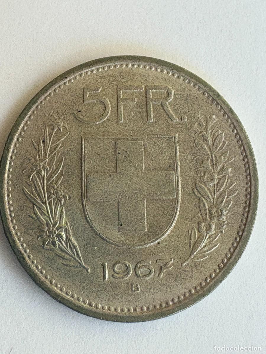 Monedas antiguas de Europa: Moneda de Plata 5 Francos Suiza 1967 (&Uacute;ltimo A&ntilde;o de Plata)