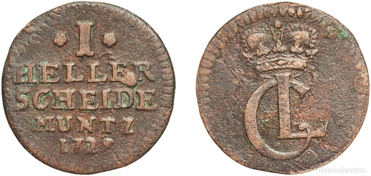 Monedas antiguas de Europa: Germany Electorate of Hesse-Cassel German states 1729 1 Heller - Charles Copper Kassel Mint 2.04g V