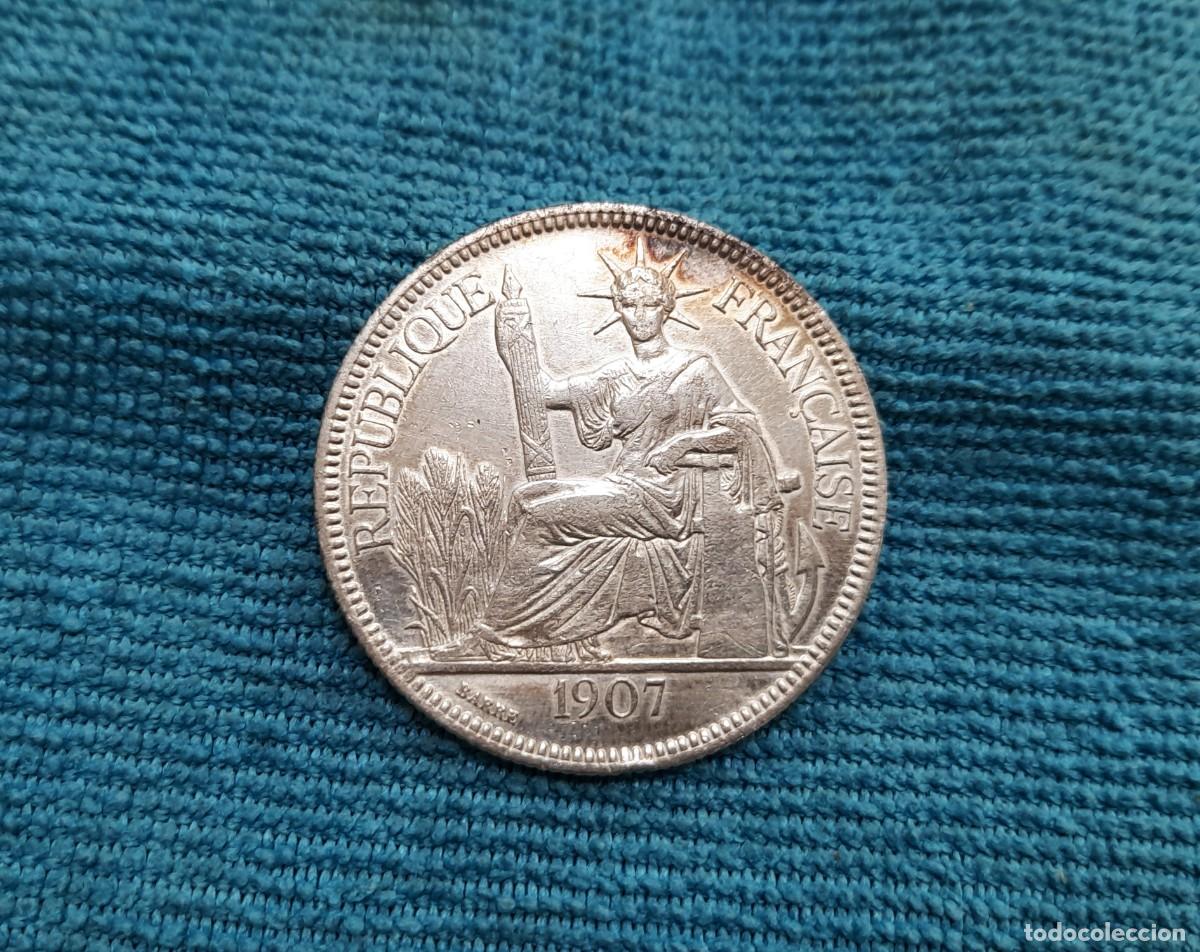 Monedas antiguas de Europa: Indochina Fransesa, 1 Piastre 1907