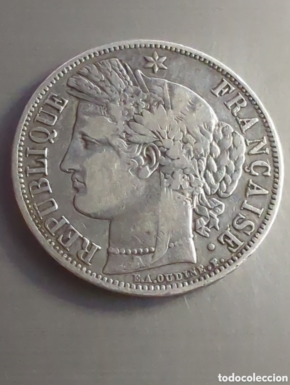 Monedas antiguas de Europa: Francia 5 francos 1849 Ceres plata