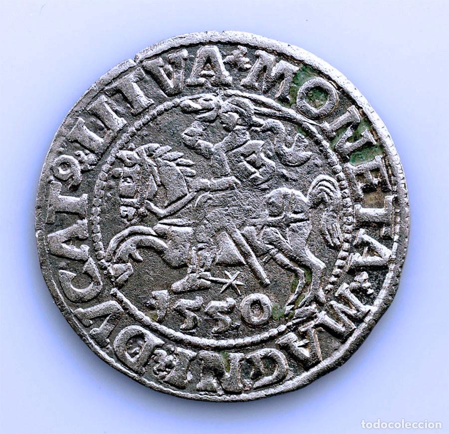 Monedas antiguas de Europa: SC-Gran Ducado de Lituania. Segismundo II. 1/2 Groschen 1550 Vilna. Plata 1,35 g