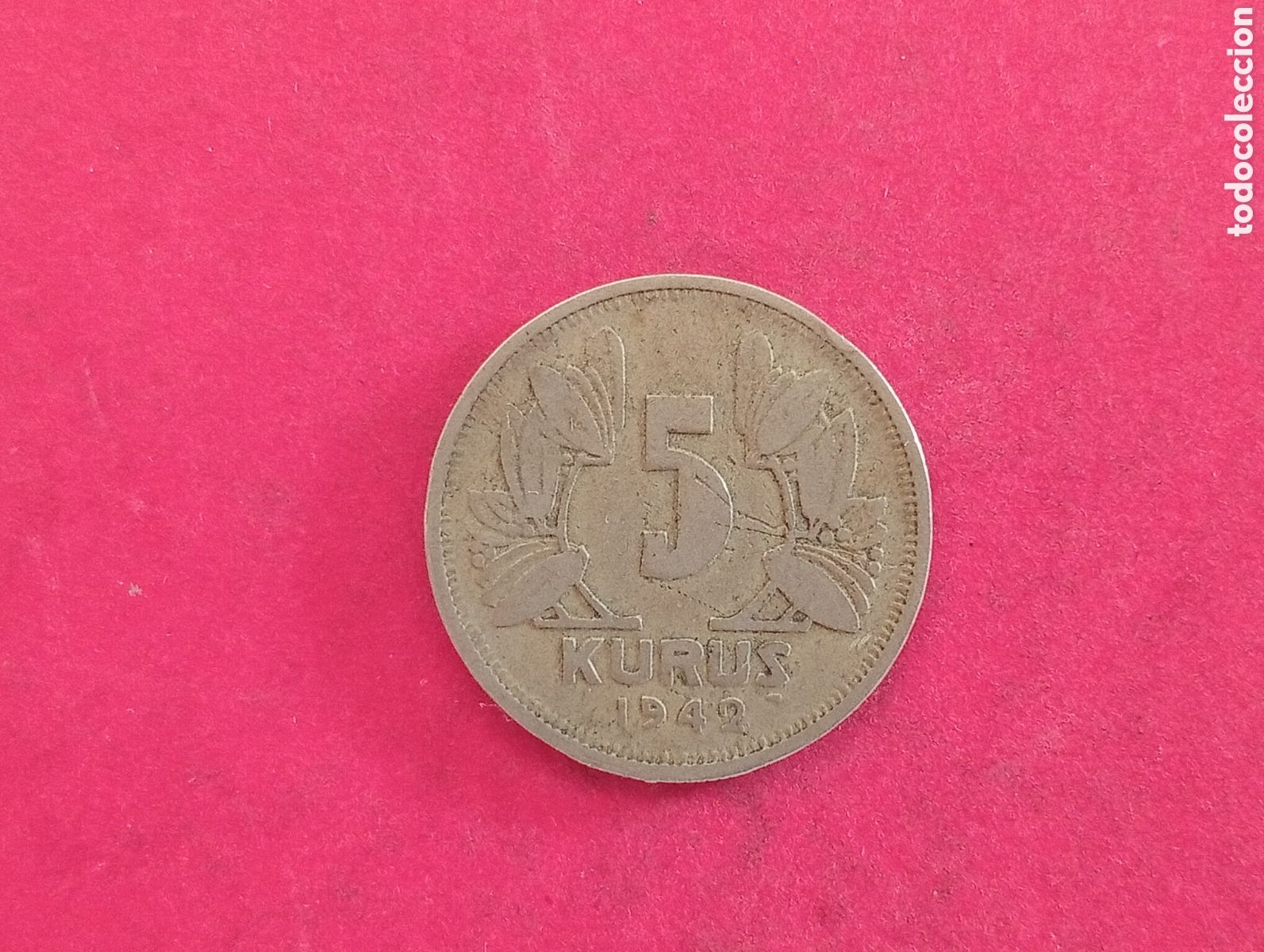 Monedas antiguas de Europa: 5 kurus de Turqu&iacute;a 1942 - Foto 1