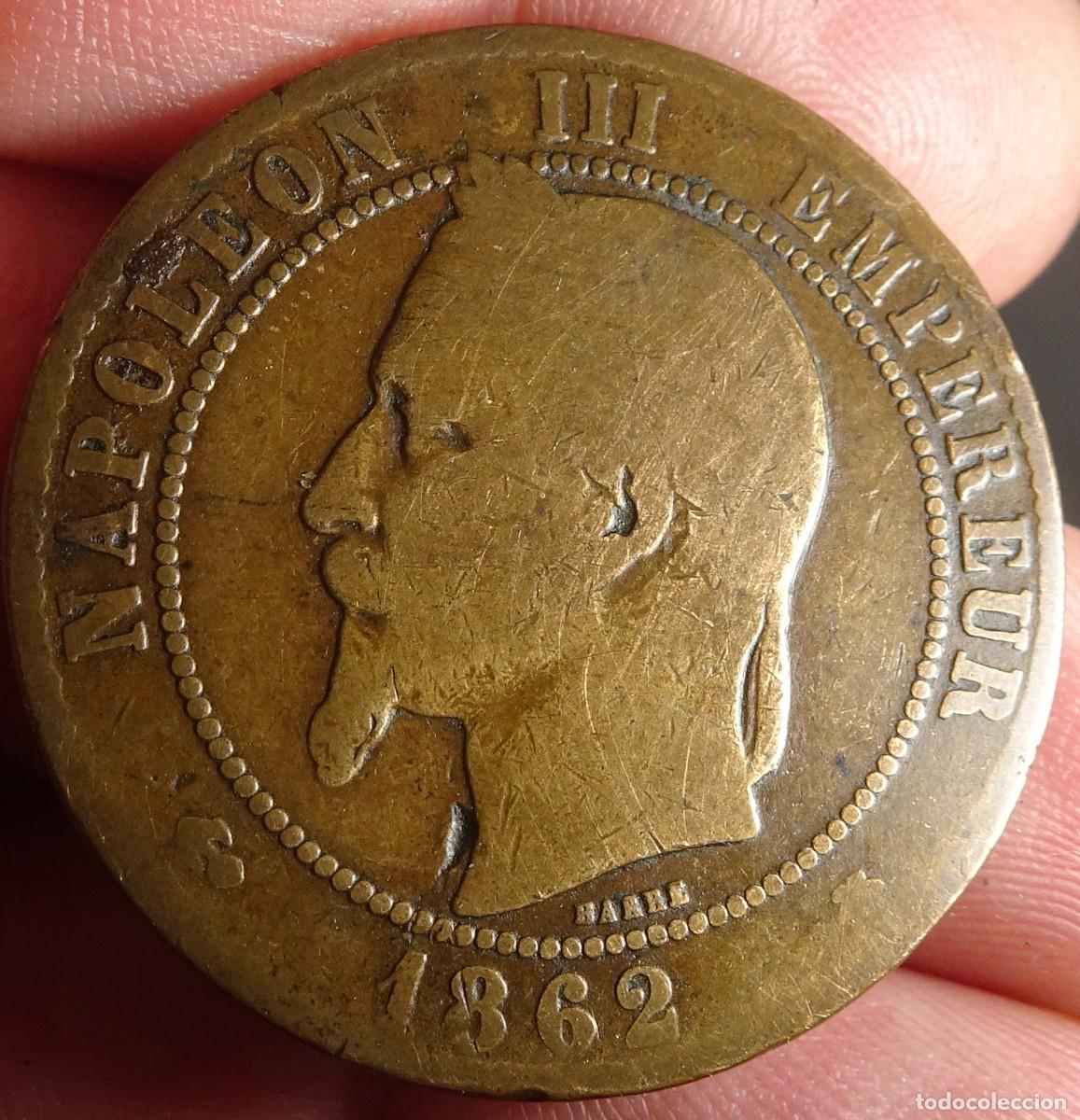 Monedas antiguas de Europa: ANTIGUA MONEDA 10 CENTIMOS 1862 ,NAPOLEON III, FRANCIA, VER FOTOS