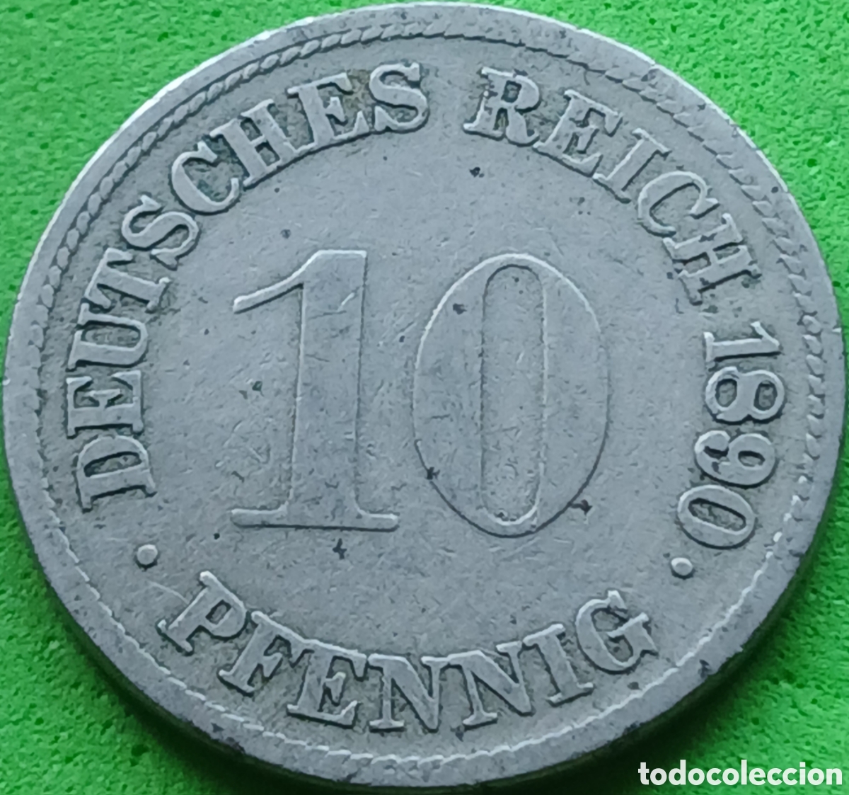 Monedas antiguas de Europa: Alemania Imperio 10 pfennig 1890 F km#12 ESCASA!