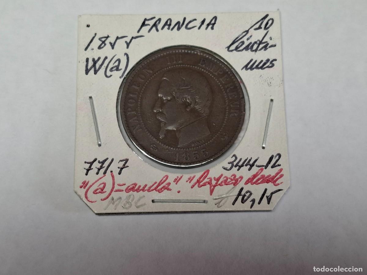 Monedas antiguas de Europa: 10 CENTIMOS de 1855 W (a) KM 771.7 FRANCIA en MBC