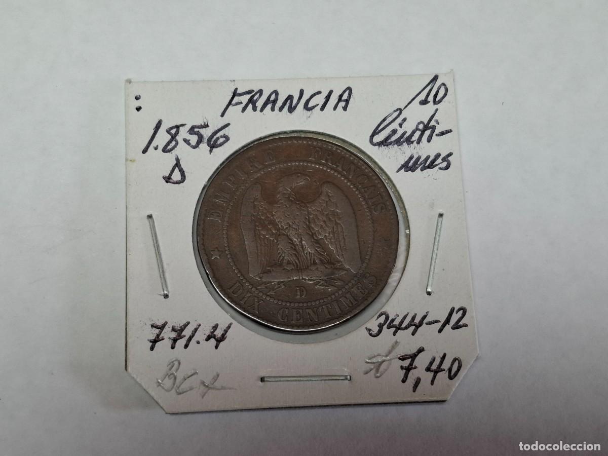 Monedas antiguas de Europa: 10 CENTIMOS de 1856 D KM 771.4 FRANCIA en BC+
