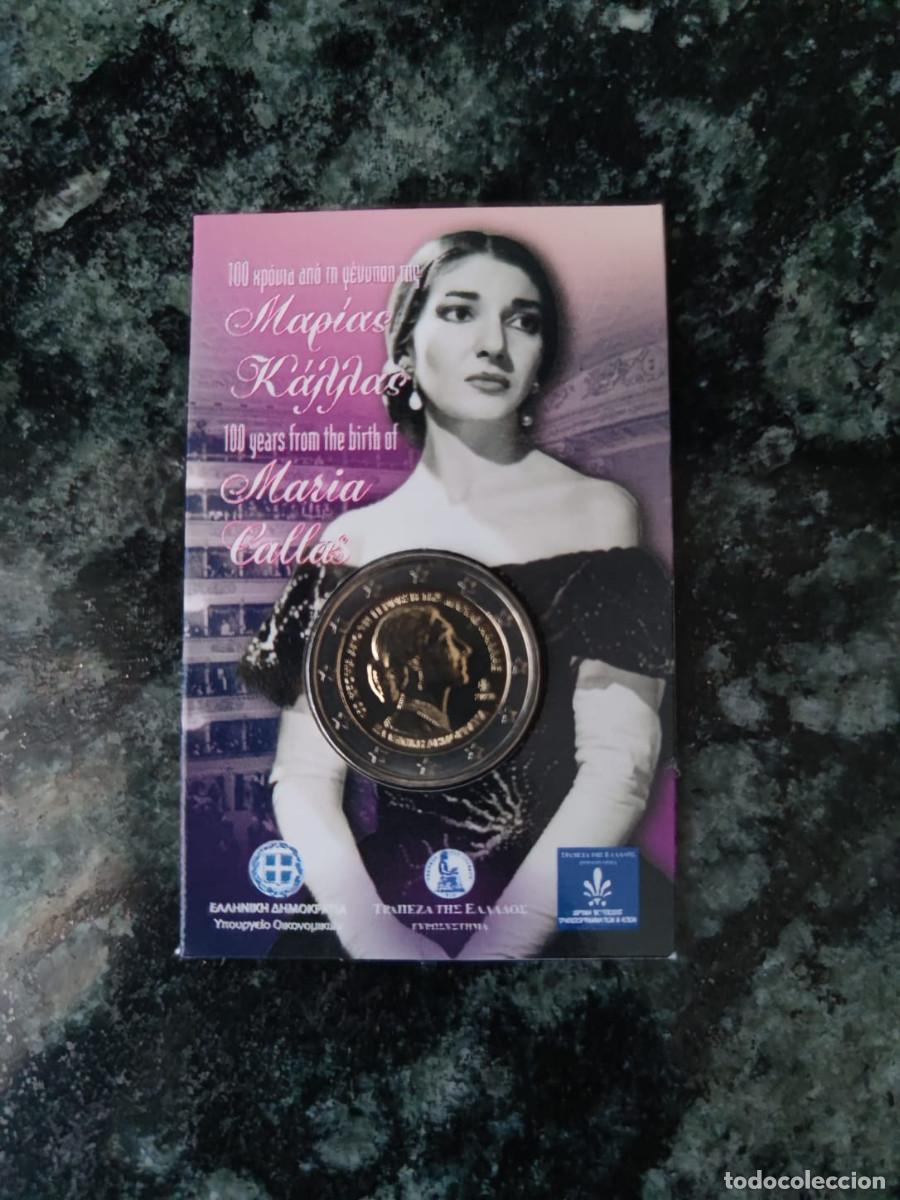 Monedas antiguas de Europa: 2 euros Mar&iacute;a Callas 2023 Grecia BU coincard
