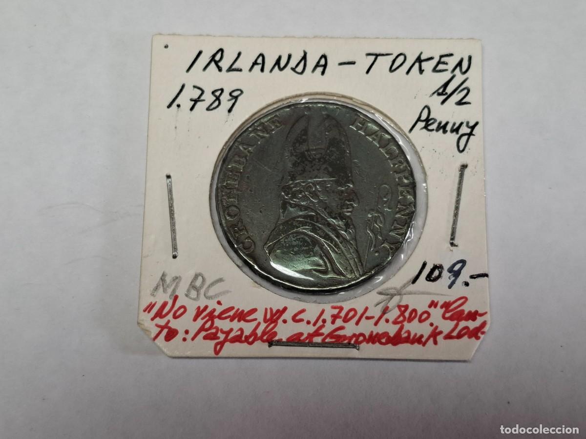 Monedas antiguas de Europa: 1/2 PENNY de 1789 IRLANDA-TOKEN en MBC