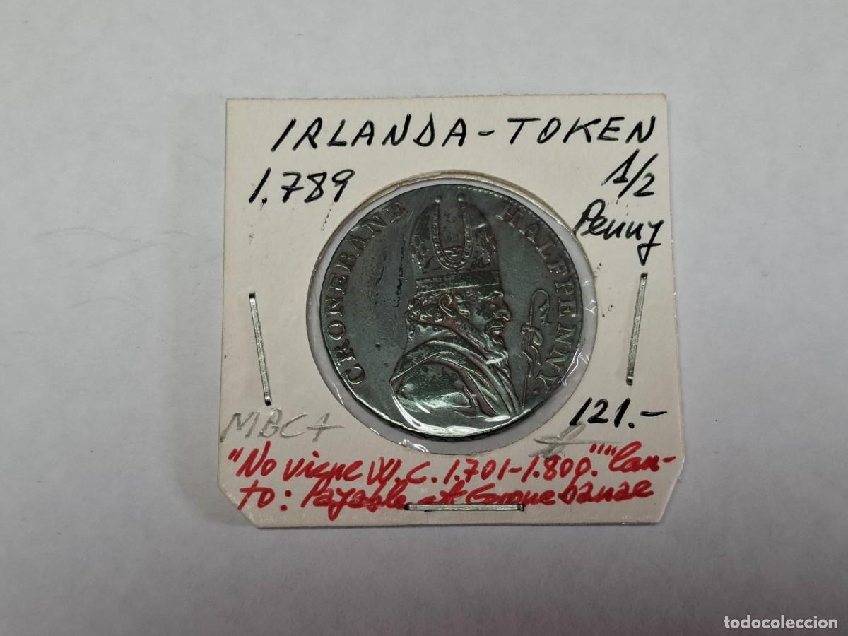 Monedas antiguas de Europa: 1/2 PENNY de 1789 IRLANDA-TOKEN en MBC+
