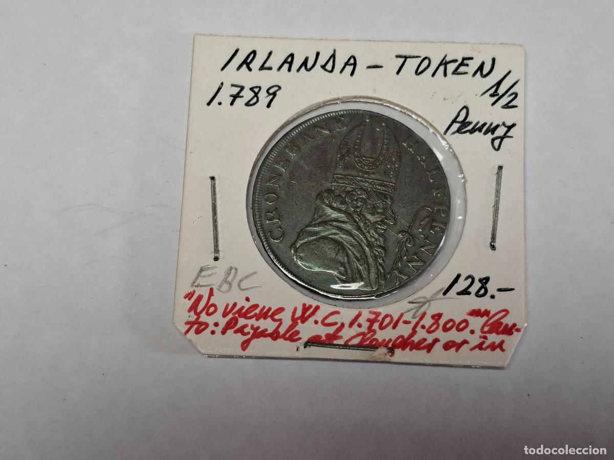 Monedas antiguas de Europa: 1/2 PENNY de 1789 IRLANDA-TOKEN en EBC