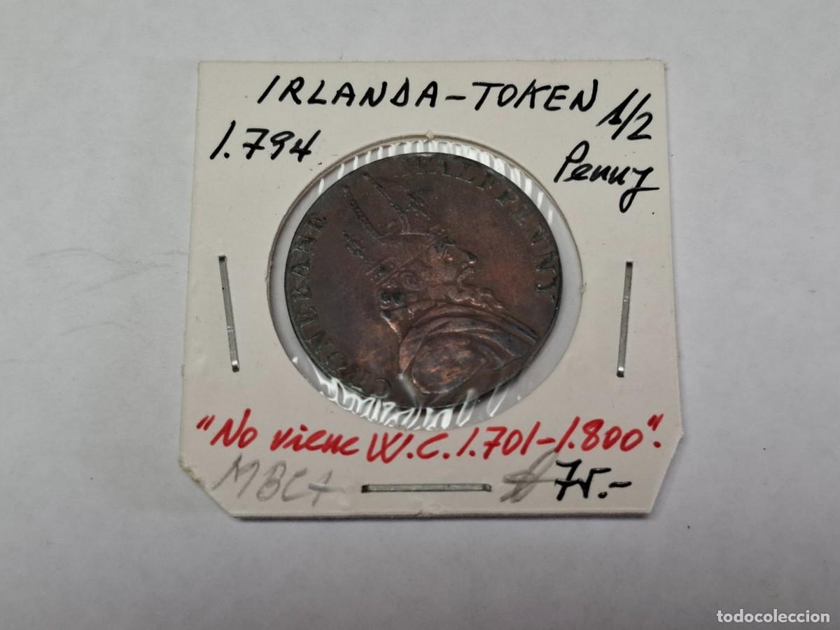 Monedas antiguas de Europa: 1/2 PENNY de 1794 IRLANDA-TOKEN en MBC+