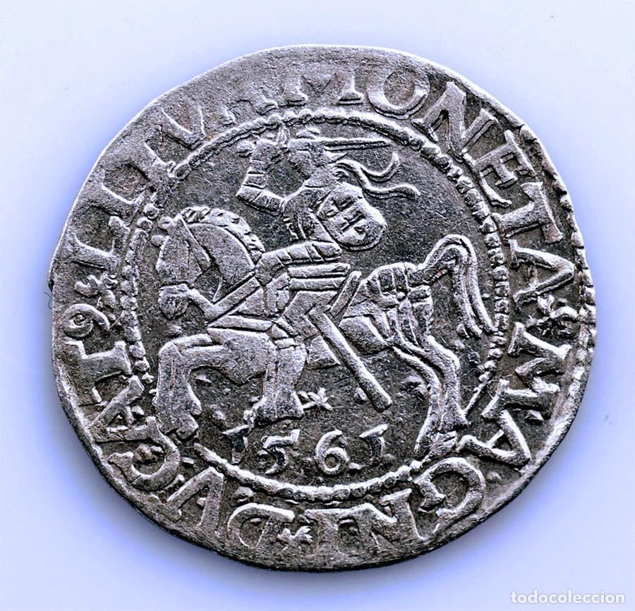 Monedas antiguas de Europa: SC-Gran Ducado de Lituania. Segismundo II. 1/2 Groschen 1561 Vilna. Plata 1,35 g