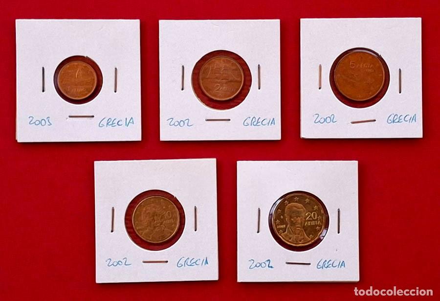 Monedas antiguas de Europa: 2002 y 2003 Grecia 1, 2, 5, 10 y 20 cts.