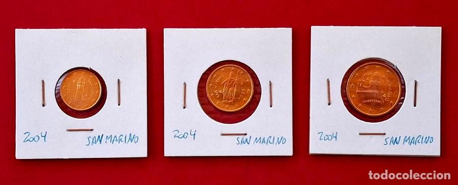Monedas antiguas de Europa: 2004 San Marino 1, 2 y 5 cts.