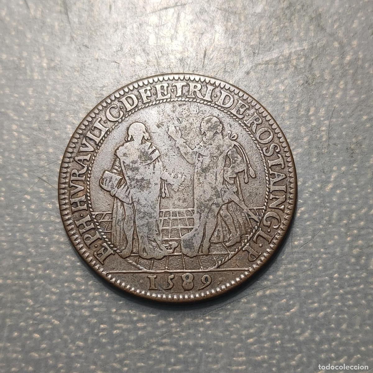 Monedas antiguas de Europa: FRANCIA FRANCE FICHA DE BODA (1589-1612) CHARLES DE ROSTAING Y ANNE HURAULT POLO