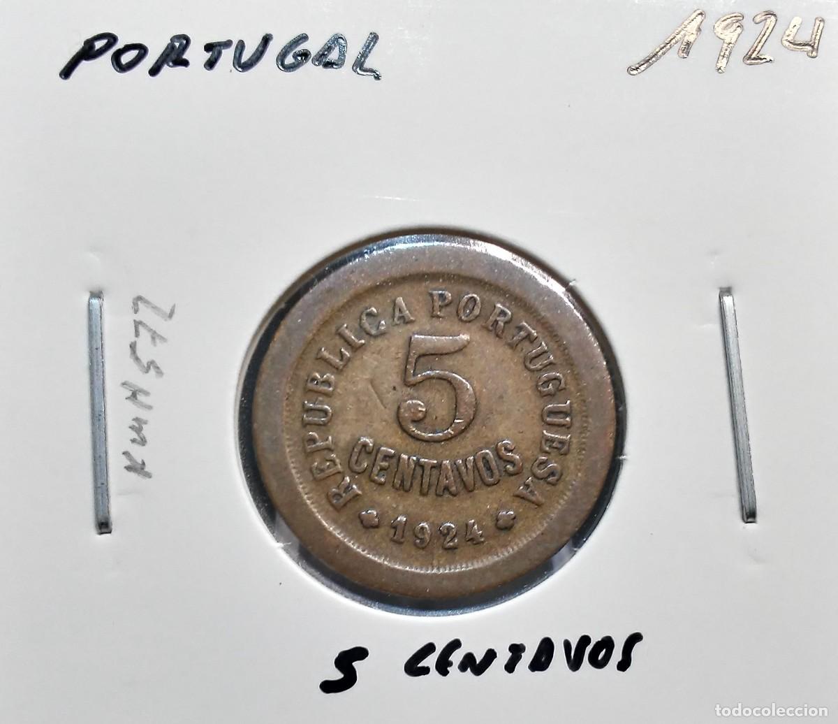 Monedas antiguas de Europa: PORTUGAL 5 CENTAVOS 1924 KM#572 MBC.