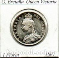 Monedas antiguas de Europa: G. BRETA&Ntilde;A 1887, 1 FLORIN, QUEEN VICTORIA, AG, 11,3 GR., 925/1000, EBC; 2 FOTOS