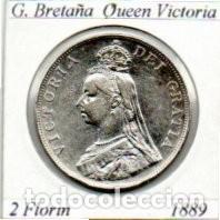 Monedas antiguas de Europa: G. BRETA&Ntilde;A 1889, 2 FLORIN, QUEEN VISTORIA, AG, 22,6 GR., 925/1000, EBC; 2 FOTOS