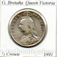 Monedas antiguas de Europa: G. BRETA&Ntilde;A 1891, 1-2 CROWN, QUEEN VICTORIA, AG, 14,1 GR., 925/1000, EBC, 2 FOTOS