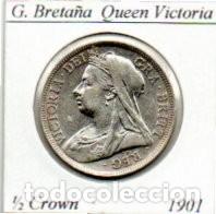 Monedas antiguas de Europa: G. BRETA&Ntilde;A 1901, 1-2 CROWN, QUEEN VICTORIA, AG, 14,1 GR., 925/1000, EBC; 2 FOTOS