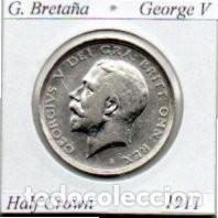 Monedas antiguas de Europa: G. BRETA&Ntilde;A 1911, 1-2 CROWN, GEORGE V, AG, 14,1 GR., 925/1000, EBC; 2 FOTOS