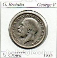 Alte M&uuml;nzen aus Europa: G. BRETA&Ntilde;A 1935, 1-2 CROWN, GEORGE V, AG, 14,1 GR, 500/1000 SC, 2 FOTOS