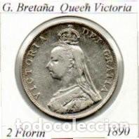 Monedas antiguas de Europa: G. BRETA&Ntilde;A 1990, 2 FLORIN, QUEEN VISTORIA, AG, 22,6 GR., 925/1000, EBC, 2 FOTOS