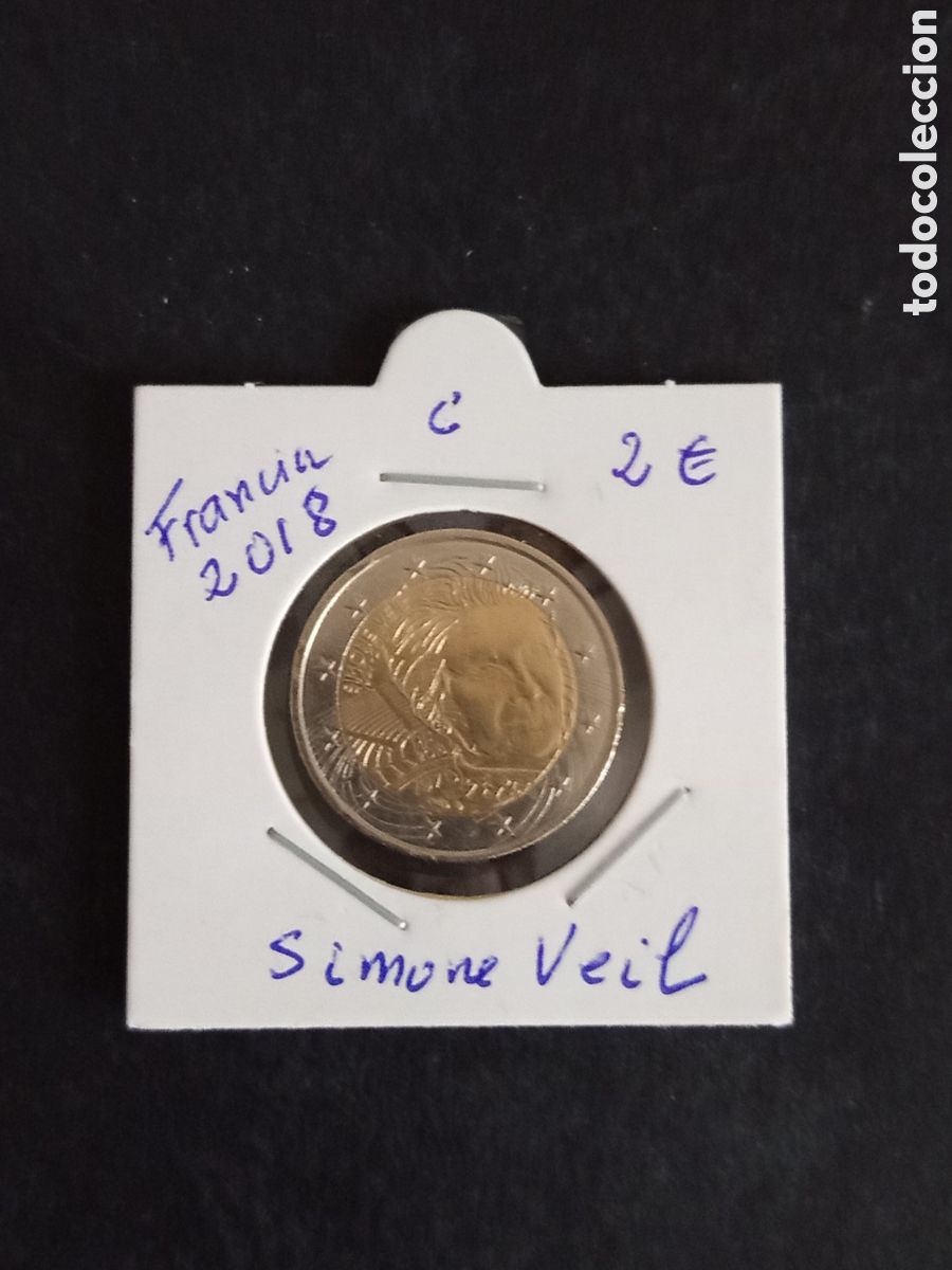 Monedas antiguas de Europa: Francia, 2018. Moneda 2 &euro; circulada, conmemorativa Simone Veil. Pedido m&iacute;nimo 3 &euro;. Ver fotos
