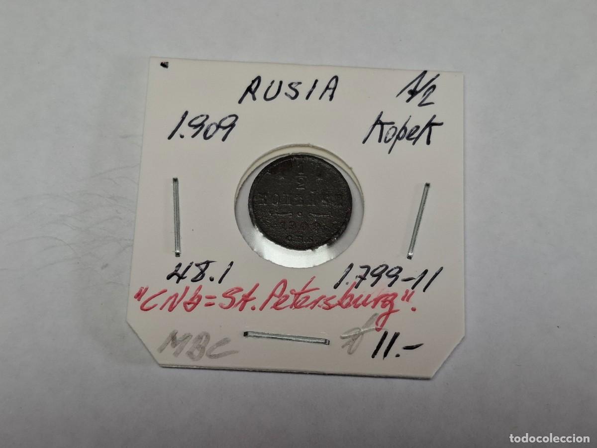 Monedas antiguas de Europa: 1/2 KOPEK de 1909 KM 48.1 RUSIA en MBC