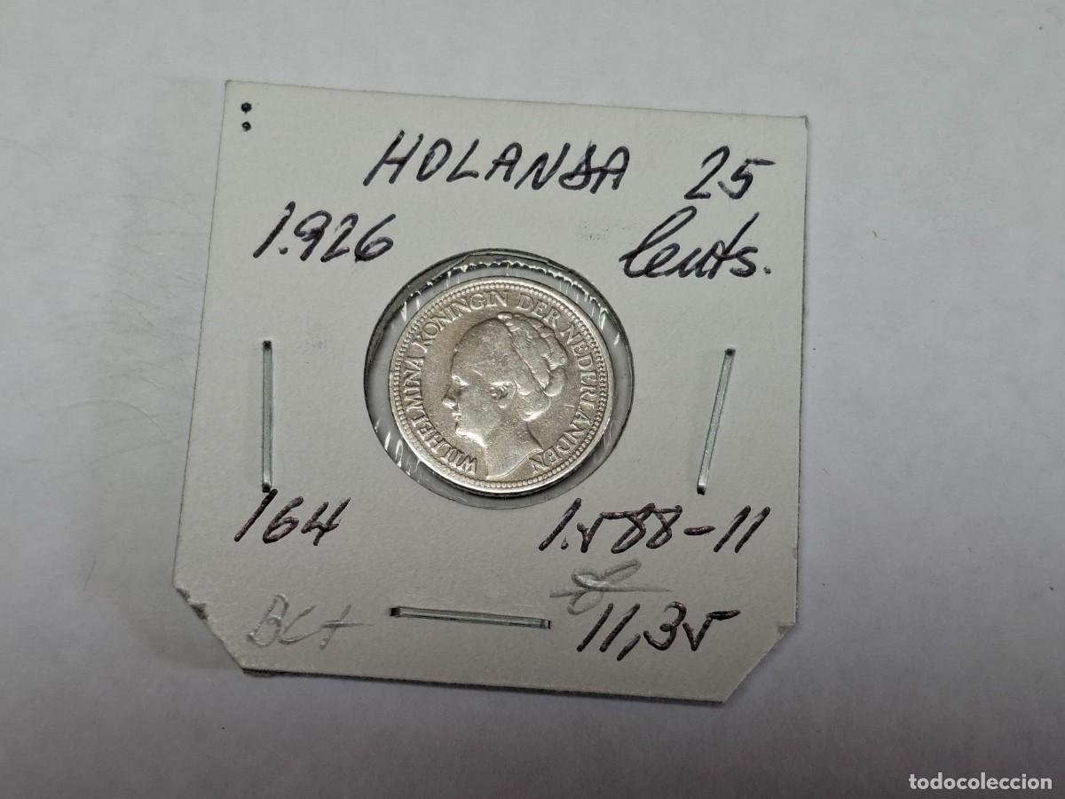 Monedas antiguas de Europa: 25 CENTS. de PLATA de 1926 KM 164 HOLANDA en BC+