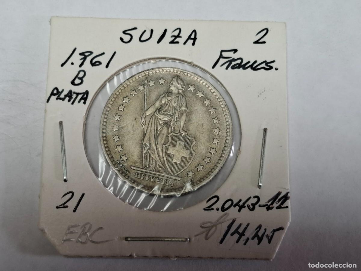Monedas antiguas de Europa: 2 FRANCOS de PLATA de 1961 B KM 21 SUIZA en EBC