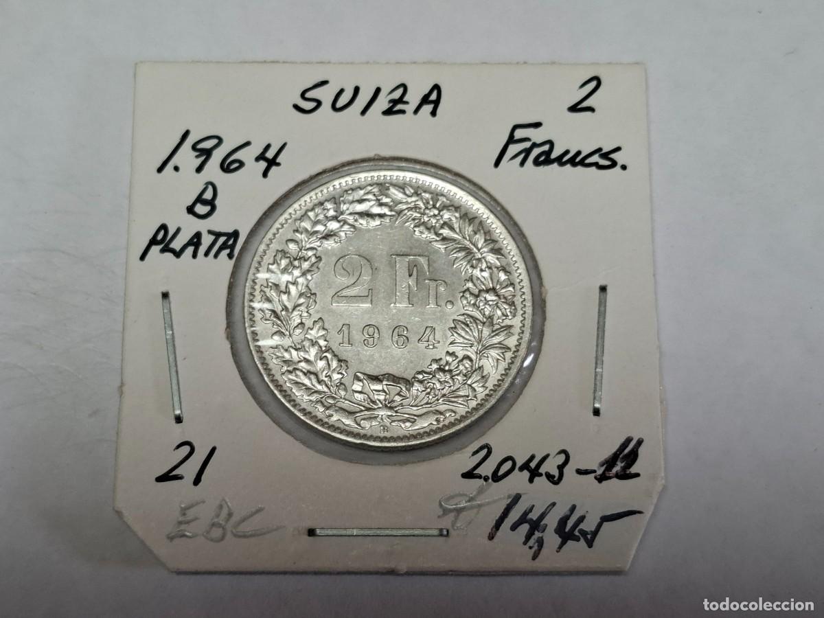 Monedas antiguas de Europa: 2 FRANCOS de PLATA de 1964 B KM 21 SUIZA en EBC