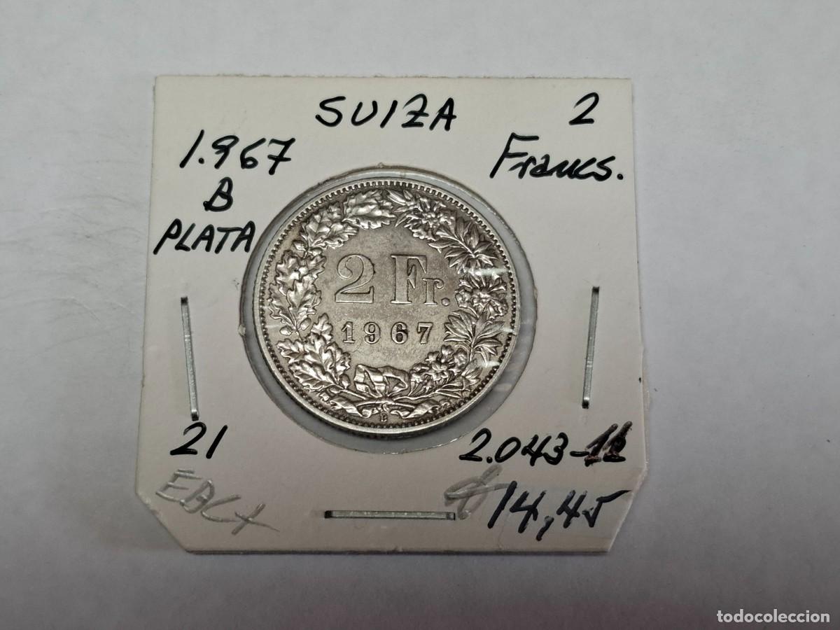 Monedas antiguas de Europa: 2 FRANCOS de PLATA de 1967 B KM 21 SUIZA en EBC+