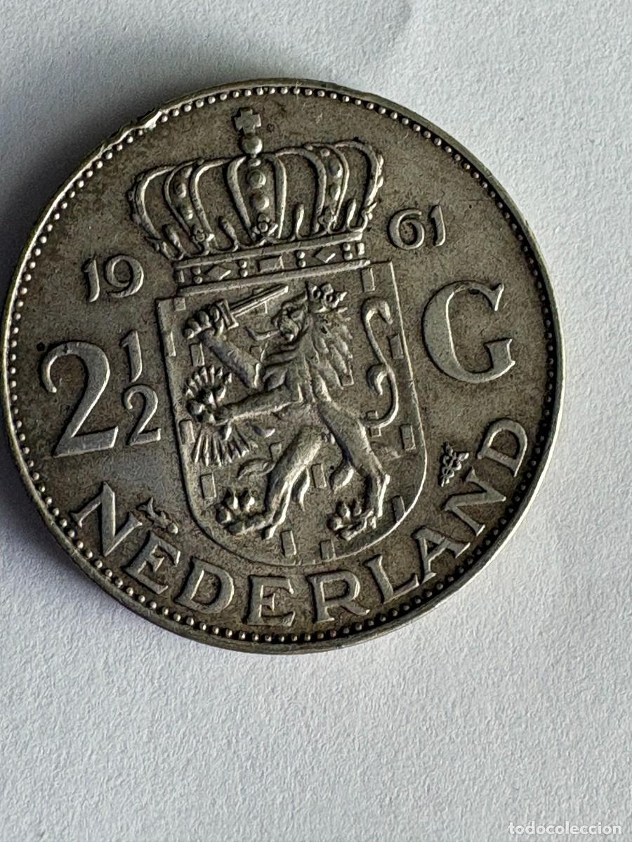Monedas antiguas de Europa: MONEDA DE PLATA. 2&frac12; GULDEN (FLORINES) PA&Iacute;SES BAJOS 1961. REINA JULIANA. MBC+