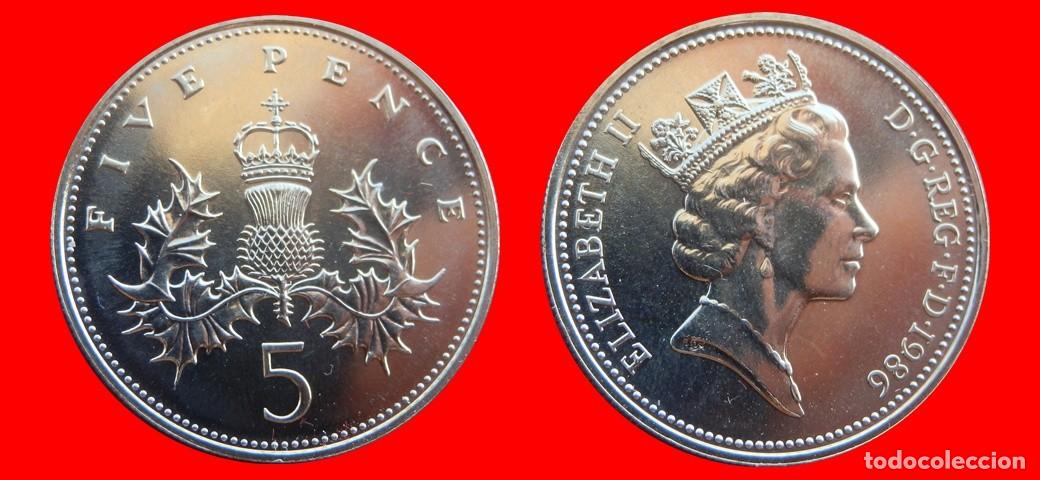 Monedas antiguas de Europa: 5 PENIQUES PENCE 1986 SIN CIRCULAR PROCEDENTE DE BLISTER INGLATERRA REINO UNIDO-9829SC