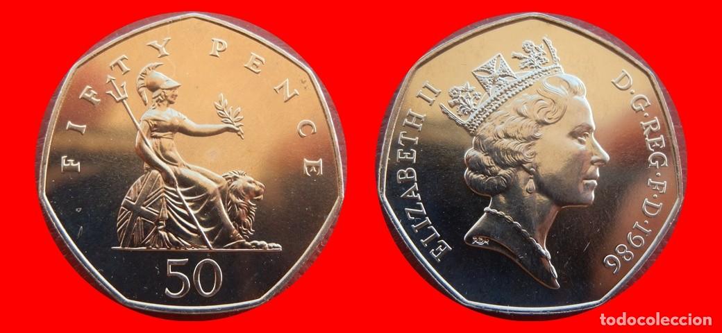 Monedas antiguas de Europa: 50 PENIQUES PENCE 1986 SIN CIRCULAR PROCEDENTE DE BLISTER INGLATERRA REINO UNIDO-9844SC