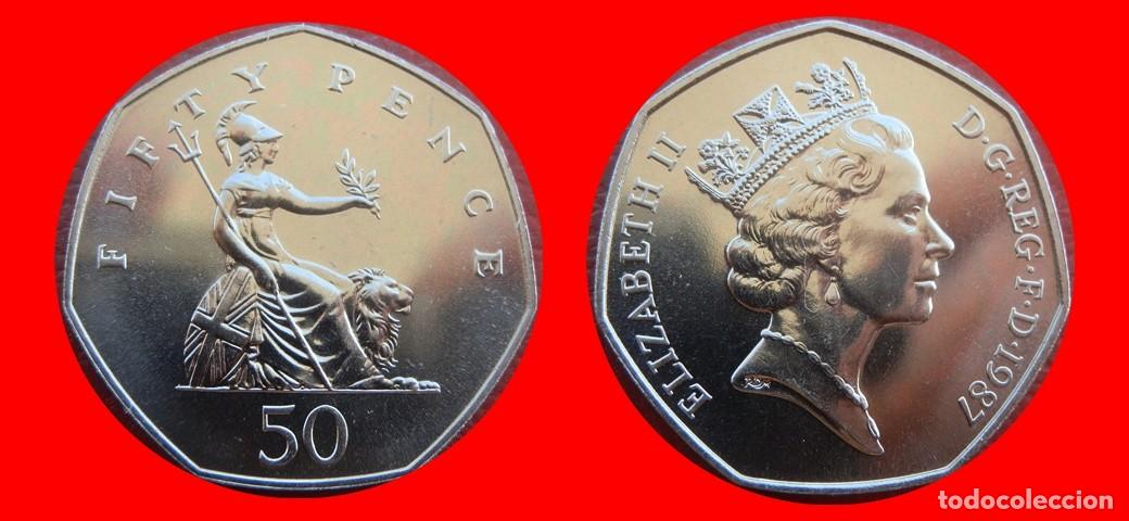 Monedas antiguas de Europa: 50 PENIQUES PENCE 1987 SIN CIRCULAR PROCEDENTE DE BLISTER INGLATERRA REINO UNIDO-9845SC