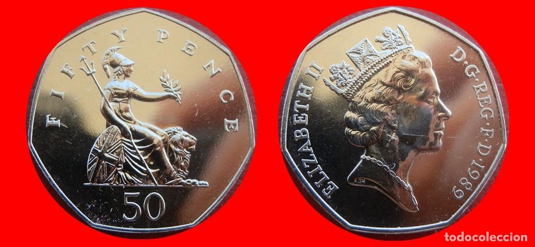 Monedas antiguas de Europa: 50 PENIQUES PENCE 1989 SIN CIRCULAR PROCEDENTE DE BLISTER INGLATERRA REINO UNIDO-9847SC