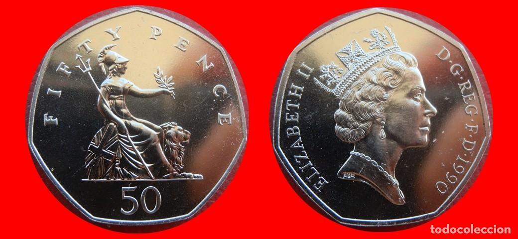 Monedas antiguas de Europa: 50 PENIQUES PENCE 1990 SIN CIRCULAR PROCEDENTE DE BLISTER INGLATERRA REINO UNIDO-9848SC