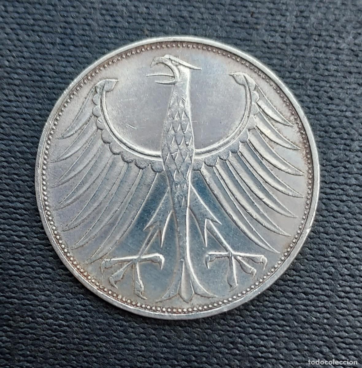 Monedas antiguas de Europa: Moneda plata 11.20 gr Alemania 1975 5 marcos