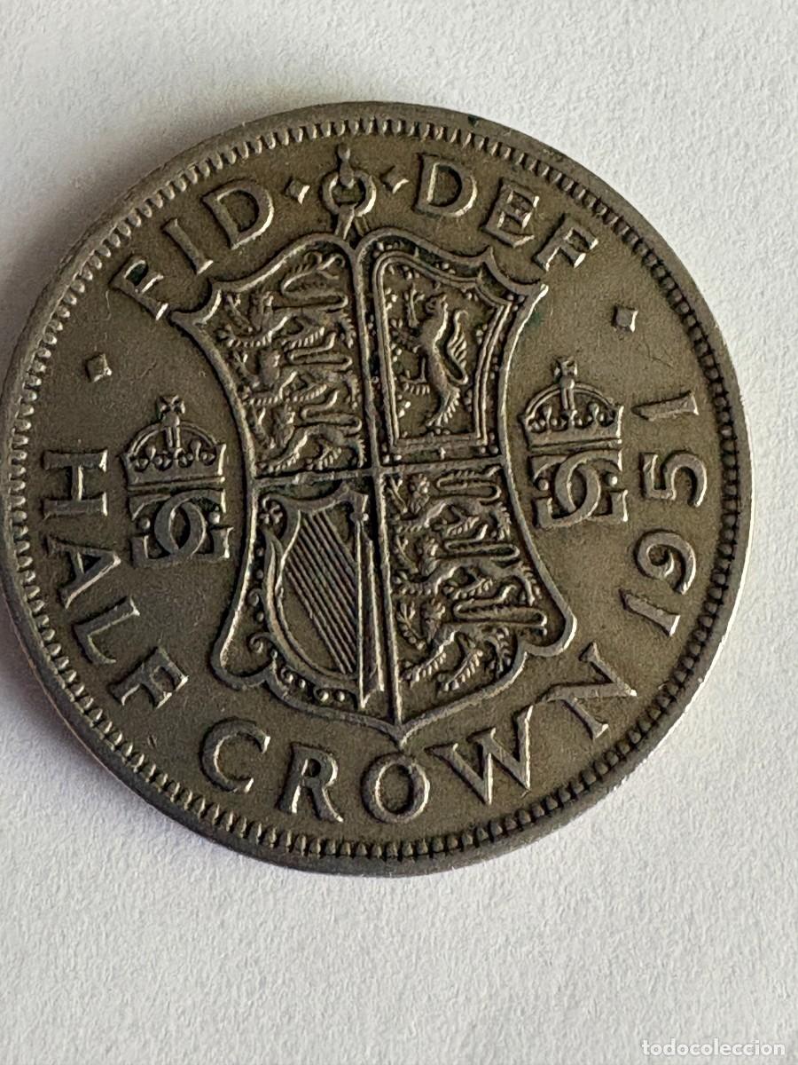 Monedas antiguas de Europa: Moneda de Media Corona (Half Crown) de Gran Breta&ntilde;a - A&ntilde;o 1951