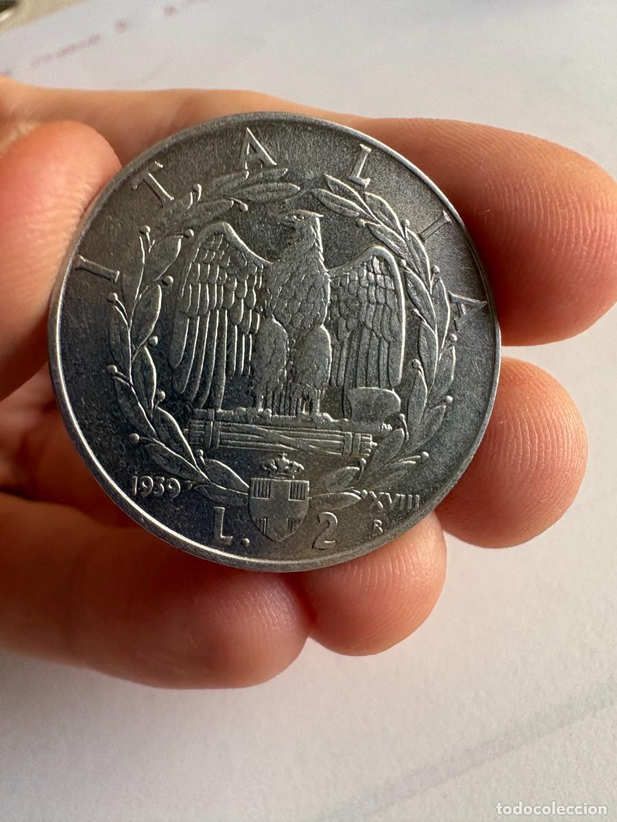 Monedas antiguas de Europa: Moneda de 2 Liras. Italia, 1939 (A&ntilde;o XVIII). Variante Magn&eacute;tica (No Com&uacute;n).