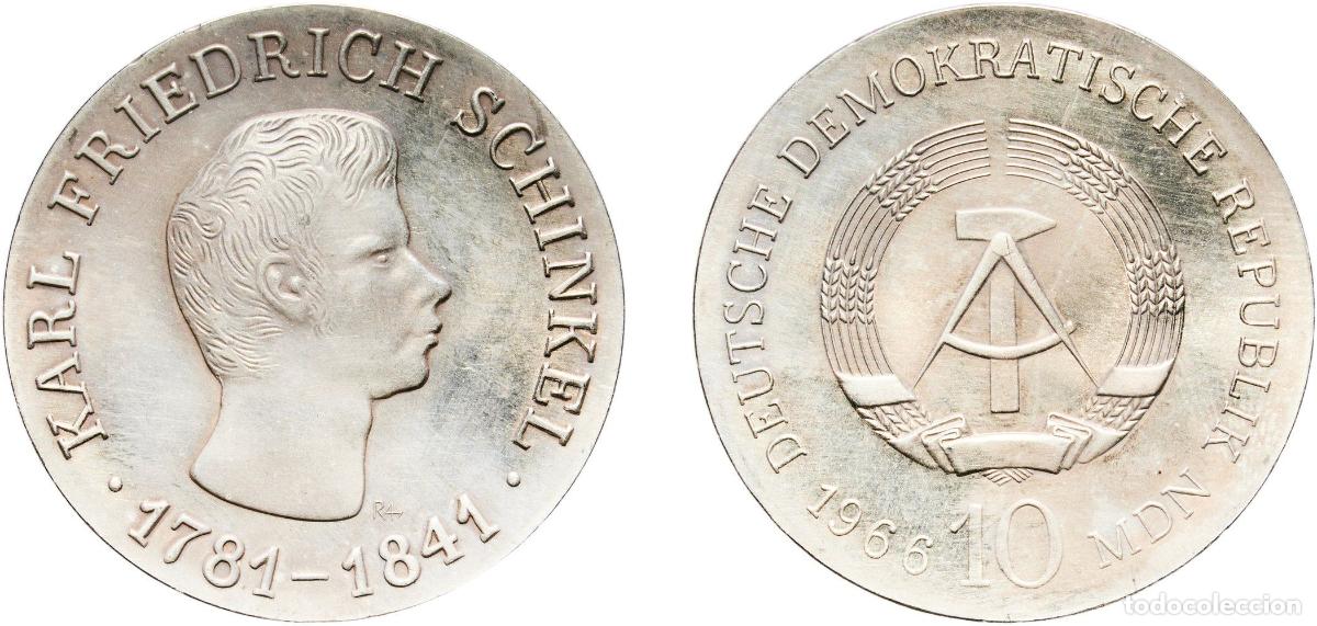 Monedas antiguas de Europa: Germany German Democratic Republic Democratic republic 1966 10 Mark (Karl Friedrich Schinkel) Silve